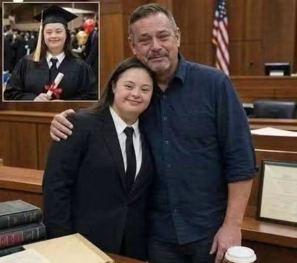 ag_0012's tweet photo. MY DAUGHTER WITH DOWN SYNDROME JUST BECAME THE WORLD'S FIRST PRACTICING LAWYER AFTER FIVE YEARS OF LAW SCHOOL. TELL HER CONGRATULATIONS.. https://t.co/o4WJwT7Aeo