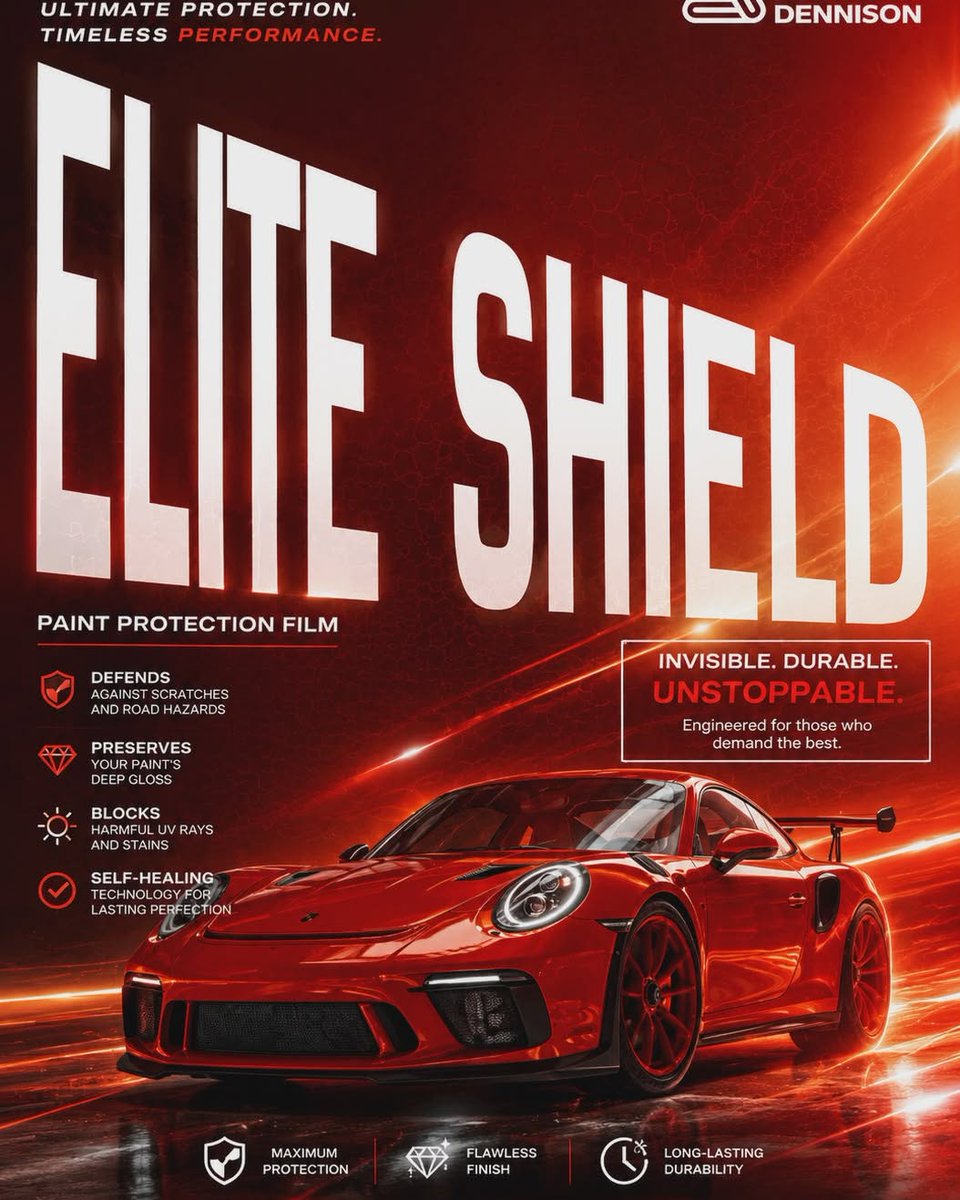 SeleneOOR's tweet photo. ELITE SHIELD. UNCOMPROMISING PROTECTION. Protect your vehicle from rock chips, scratches, UV damage, and contaminants with Avery Dennison Paint Protection Film. Self-healing, glossy, durable protection that preserves your showroom finish. Message https://t.co/v0clvtFpsd