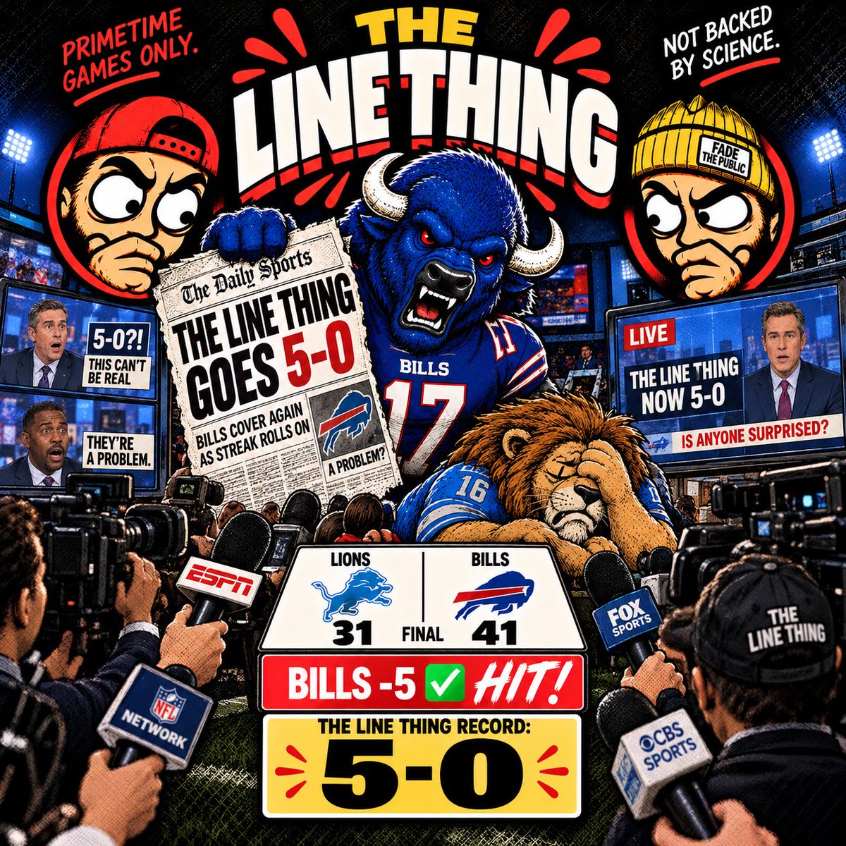 TheLineThing's tweet photo. 5-0.

At what point do we become a national emergency?

Bills -5 ✅

The Line Thing remains undefeated.

We’ll be taking no questions at this time. https://t.co/W0PulA3fWE