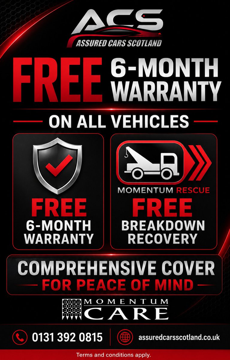 Emiliodaddy's tweet photo. Buy with confidence at Assured Cars Scotland. Enjoy a free 6-month warranty on all vehicles, plus free breakdown recovery with Momentum Rescue for peace of mind. Call 0131 392 0815. https://t.co/ngplfPxrIX