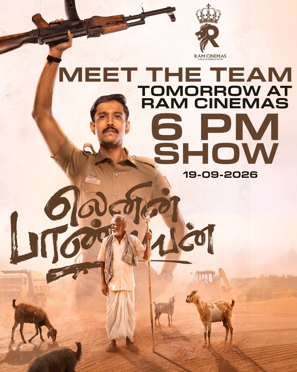 RamCinemas's tweet photo. Tomorrow evening gonna be Special ✨️✨️
Meet &amp; Greet with #LeninPandiyan Team tomorrow evening 6 PM in your #RamCinemas 💥 https://t.co/kMwyQJZ5mM