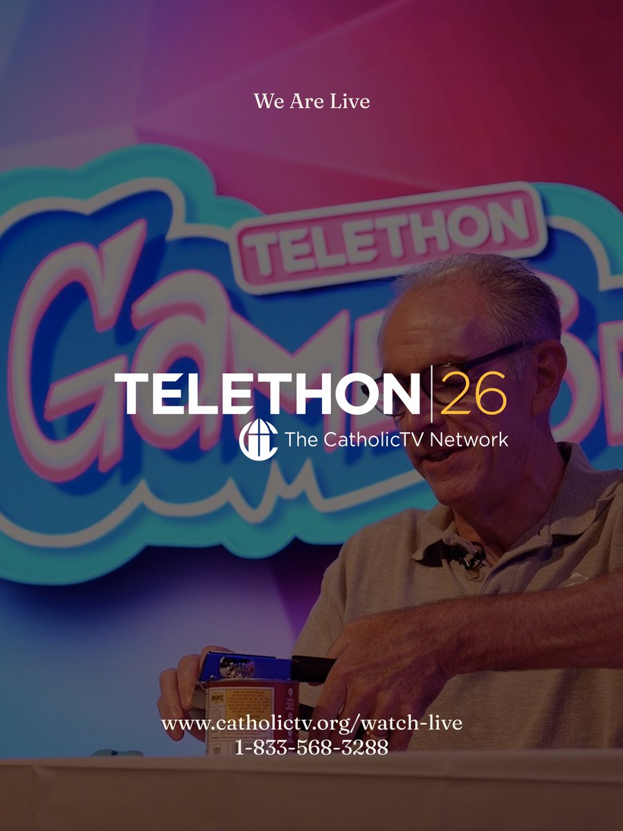 CatholicTV's tweet photo. The Telethon is live! Tune in from 9am-9pm for our annual live event. You can watch on our website, app, or through your local broadcast provider!

https://t.co/xPIChleqrN

Call: 1-833-568-3288 https://t.co/2ywhkqnfz5