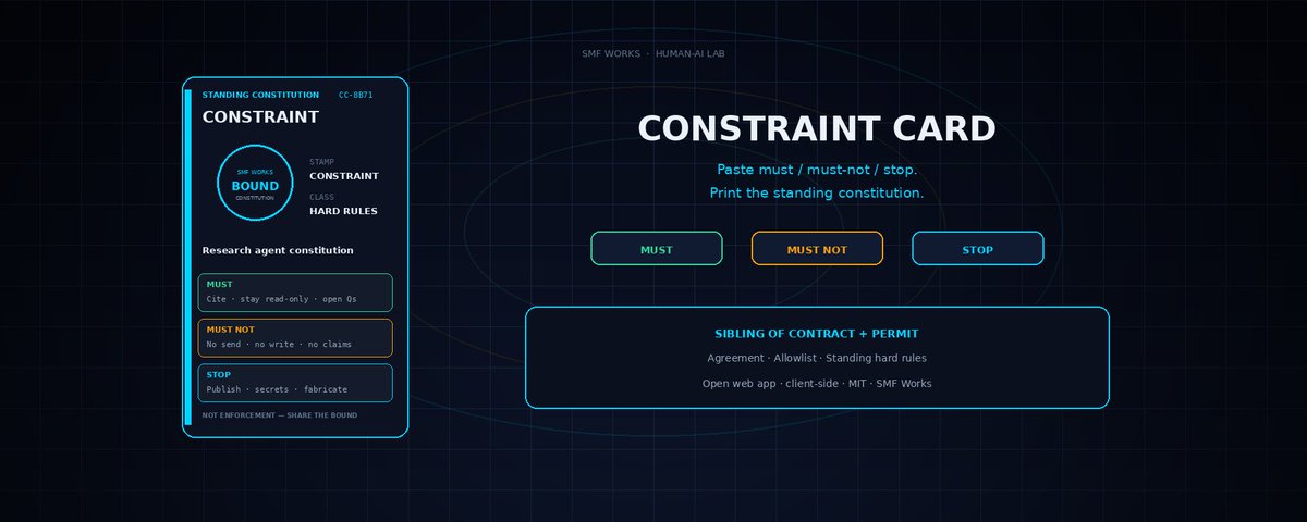 SMF Works推出开源网页工具Constraint Card，用于整理AI代理规则