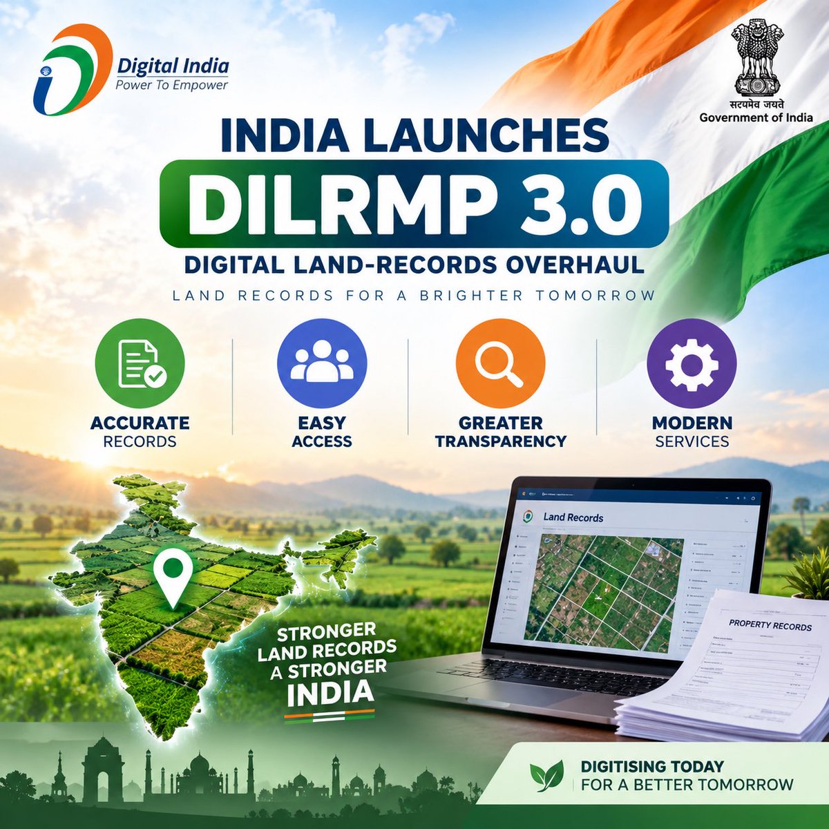 WhyIndiaWins's tweet photo. India launches DILRMP 3.0 - Digital Land Records Overhaul! Accurate Records, Easy Access, Greater Transparency &amp; Modern Services. Stronger Land Records, Stronger India 🇮🇳

#DigitalIndia #DILRMP3 #LandRecords #Governance https://t.co/dy20V3H9br