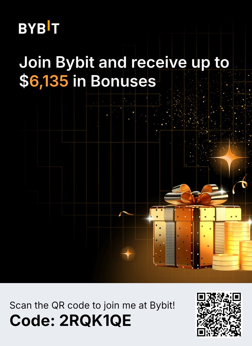 MuhammadMu3dgk's tweet photo. 🎁 Get a $10 Welcome Bonus on Bybit! 🎁
​Sign up using my referral link or code, deposit $100 within 7 days, and 
instantly claim your $10 Bonus! 🥳🚀
Referral Code:- 2RQK1QE
Referral Link:- 🤑🔗👇 https://t.co/TpU5xadHcQ