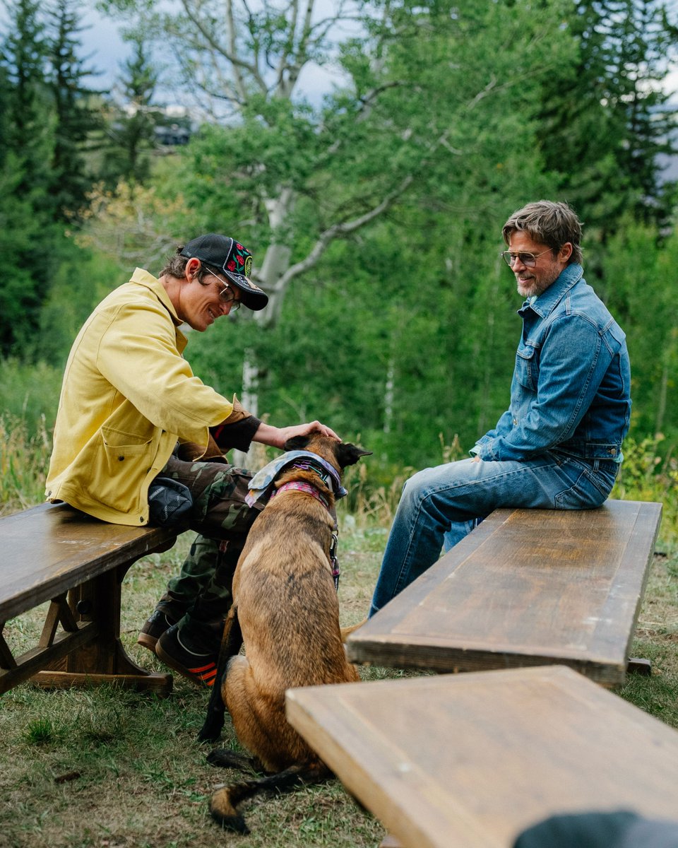 paramountfr's tweet photo. Brad Pitt, @DavidAyerMovies  et Stephen Wilson Jr. à un évènement exceptionnel pour #HeartOfTheBeastLeFilm dans le Colorado.

📸 : @aidan https://t.co/cLWGkNL8hb