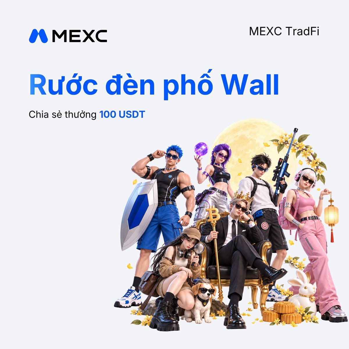 MEXCVietnam's tweet photo. 🏮 Trung Thu này xuống phố Wall, anh em hóa thân thành nhân vật nào? 🚀

Cùng chia sẻ hình ảnh nhân vật của anh em dưới đây và nhanh tay giao dịch để tham gia săn thưởng 100U nhé:

1️⃣ 10 người may mắn nhận 5U:
• B1: Truy cập trang web và "Kiểm tra DNA Phố Wall": https://t.co/gaCAkrt4ZF
• B2: Repost bài đăng này cùng ảnh chụp màn hình nhân vật của anh em kèm hashtag #MEXCTradFi #MEXC0FEE.
• B3: Comment MEXC UID + tag 2 người bạn dưới bài này.
• B4: Điền form dự thưởng tại đây: https://t.co/G73G5VutHd

2️⃣ Tốc độ - Giao dịch Futures cổ phiếu đầu tiên nhanh nhất:
• Top 1: 10U
• Top 2-9: 5U/người

👉 Check DNA Phố Wall ngay: https://t.co/gaCAkrt4ZF
Thời hạn: 23h59 ngày 30/9/2026
-----
Thông tin chỉ mang tính tham khảo, không phải lời khuyến nghị tài chính. Vui lòng cân nhắc kỹ các rủi ro trước khi tham gia.

#MEXCTradFi #MEXC0FEE #TrungThuPhốWall #MEXC