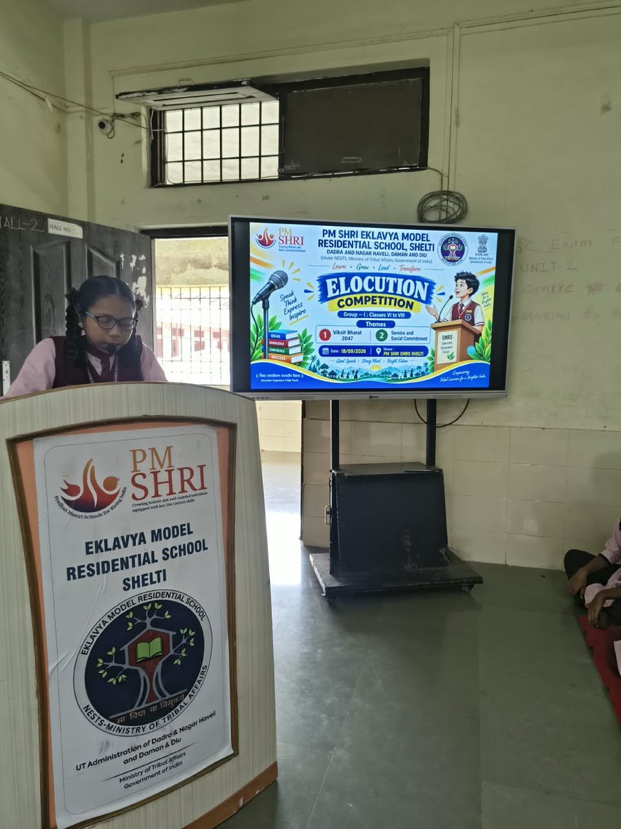 emrsdnh's tweet photo. PM SHRI Eklavya Model Residential School, Shelti में विद्यार्थियों द्वारा “विकसित भारत @2047” विषय पर Elocution Activity का आयोजन किया गया। विद्यार्थियों ने उत्साहपूर्वक भाग लेते हुए विकसित, आत्मनिर्भर और सशक्त भारत के निर्माण पर अपने विचार प्रभावी ढंग से प्रस्तुत किए। @NESTSHQ https://t.co/v5mCZNnux5