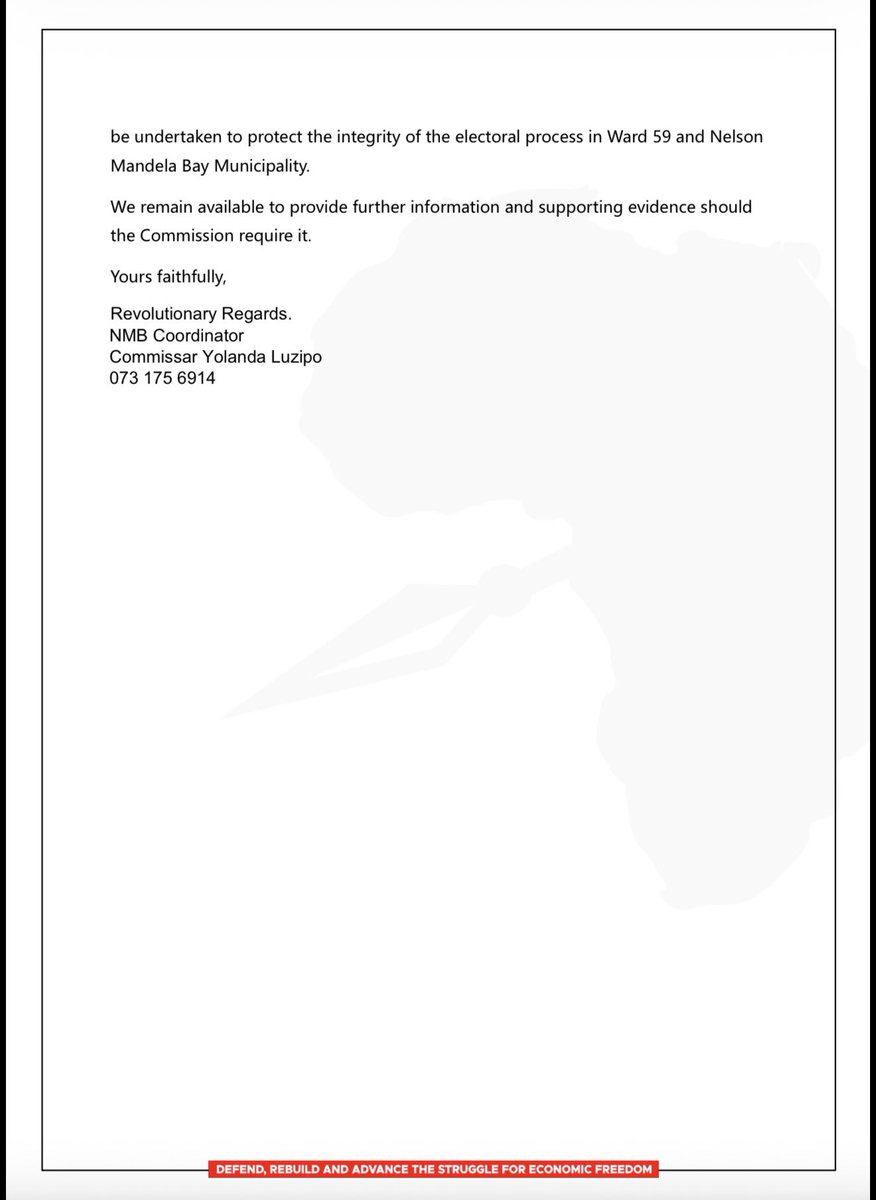 Sinawo_Thambo's tweet photo. ♦️Breaking News♦️

The EFF in Nelson Mandela Bay has written to the IEC about the criminal conduct of Democratic Alliance (DA) volunteers removing EFF posters, then putting DA posters in their place. 

We have submitted relevant photographic and video evidence of these criminal acts. 

The DA is pathetic and criminal.