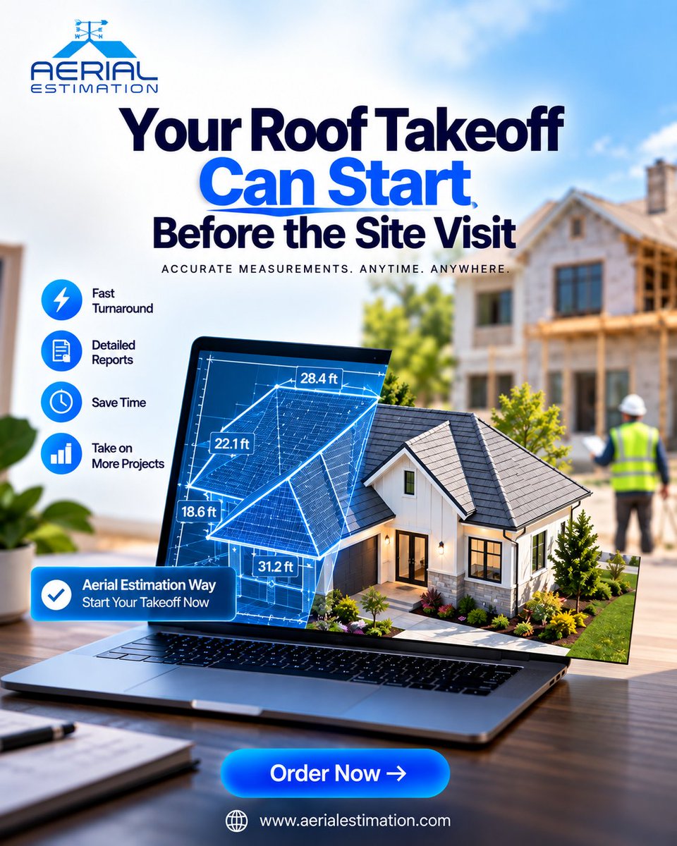 AEstimation's tweet photo. Start your roof takeoff before the site visit with accurate roof measurements, detailed reports, and fast turnaround from Aerial Estimation. 
#RoofMeasurement #RoofTakeoff #RoofEstimating #RoofingContractors #AerialEstimation #RoofingServices https://t.co/ceh5d5nKxL