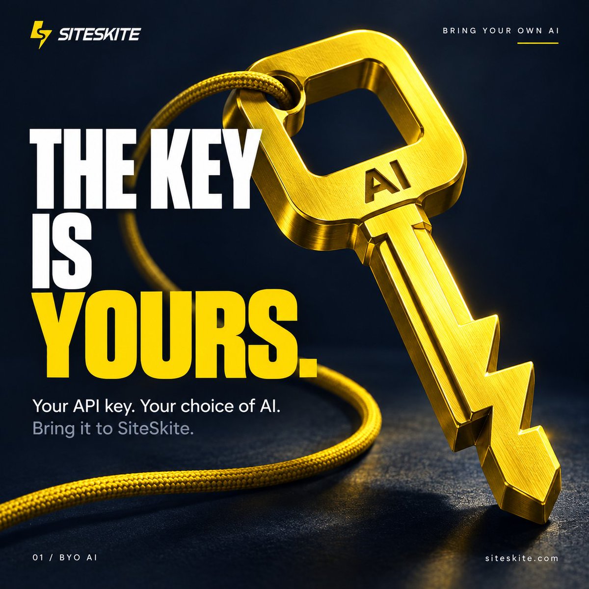 SiteSkite's tweet photo. With SiteSkite’s Bring Your Own AI mode, you can connect your own API key and choose the AI model that fits your workflow.

Use your preferred provider. Control your usage. Build and manage WordPress sites with AI.

Your API key. Your choice of AI. Bring it to SiteSkite.

Learn more: https://t.co/8c8Hten8QR

#SiteSkite #BringYourOwnAI #BYOAI #WordPressAI #WordPress #AIWebsiteBuilder #WebOps