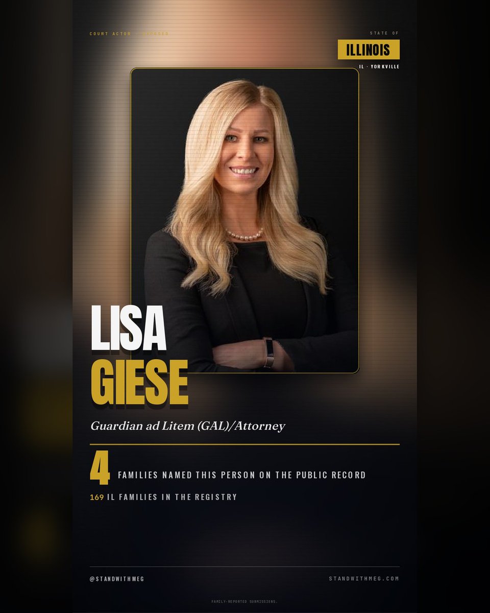 StandwithMeg's tweet photo. β οΈ π¨ Attorney Lisa Giese β Kendall County, Illinois β named by 4 families in family-reported submissions. Add your story β https://t.co/WZkttTuuEd FAMILY-REPORTED SUBMISSIONS. #StandWithMeg #AttorneyLisaGiese #ILFamilyCourt #KendallCountyIL #LegalAccountability https://t.co/Cijac6qKZv