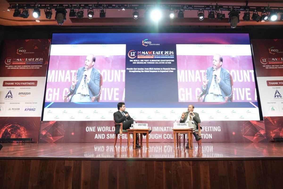 MinOfCultureGoI's tweet photo. Shri Vivek Aggarwal, Secretary, Ministry of Culture and Vice President, FATF participated in the Fireside Chat on “From Illicit Markets to Financial Flows: Strengthening the Global Response to Organised Crime” at FICCI CASCADE’s #MASCRADE2026 in New Delhi.
He discussed key FATF priorities—Mutual Evaluations, scam compounds and asset recovery—alongside emerging challenges from virtual assets, cross-border movement of narcotics & counterfeit currency, and regulatory arbitrage.
The way forward lies in actionable intelligence, technology-enabled analysis, integrated financial investigations and stronger international & inter-agency cooperation.
#FATF #FinancialCrime