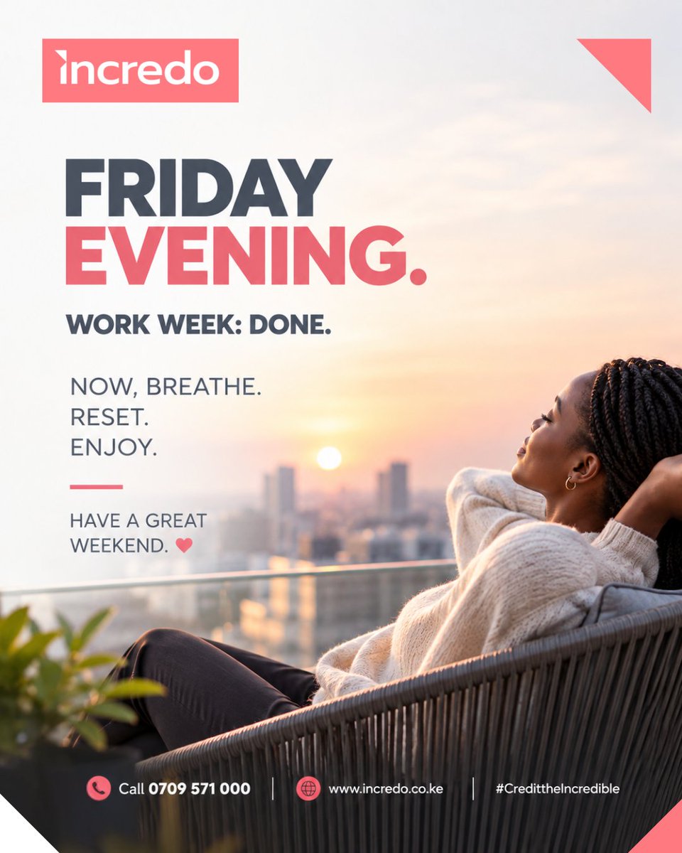 incredofinance's tweet photo. The week is done. 😌
Take a breath, switch off, and enjoy the weekend.
You’ve earned the pause. ❤️

Have a beautiful weekend from all of us at Incredo Finance.

#FridayEvening #WeekendMood #FridayFeeling #IncredoFinance #CreditTheIncredible https://t.co/EUtBIPD3bJ
