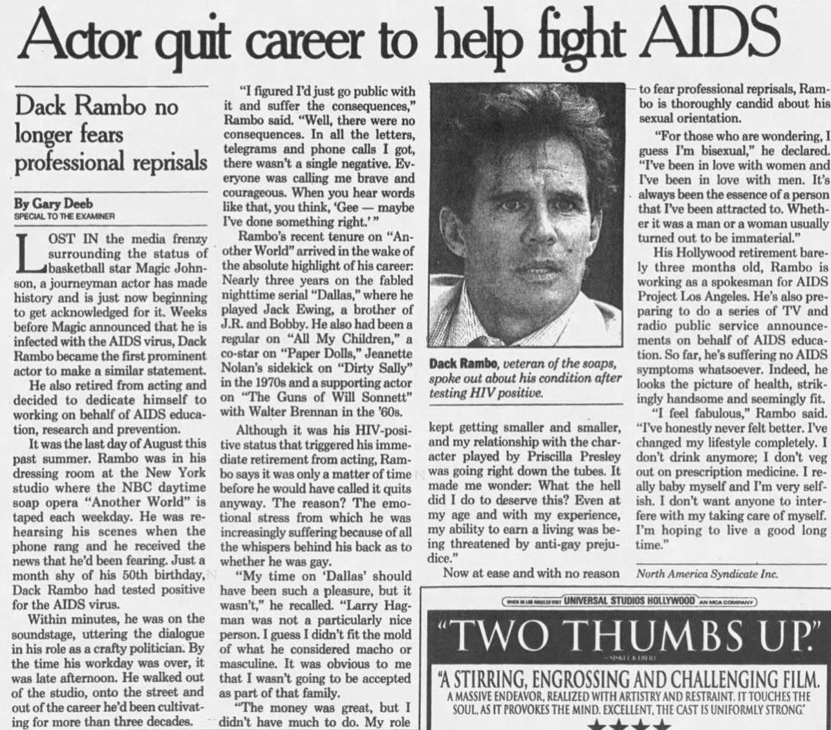 News article about Dack Rambo