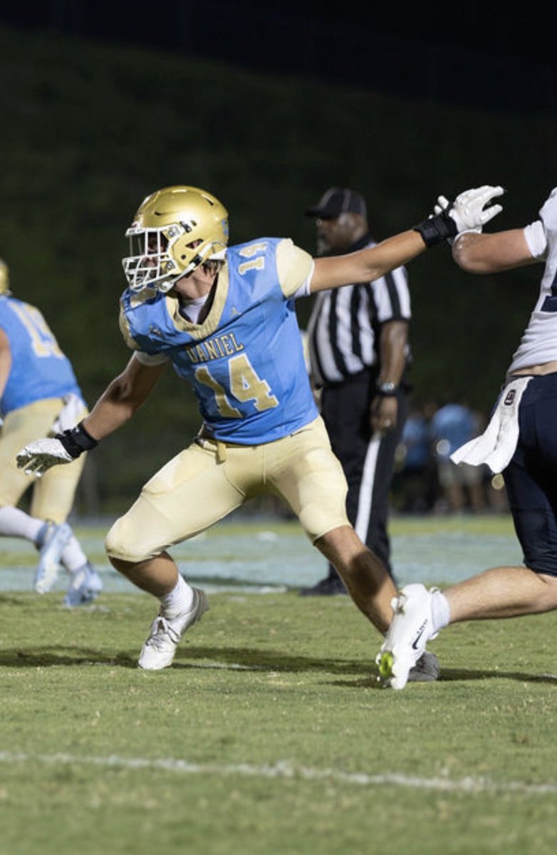 JacksonOwnbey54's tweet photo. It’s unfortunate our opponent forfeited the game tonight…@dwdanielFB is now 5-0…bye next week and region play starts Oct. 2nd

Here are a few highlights Games 1-4
21 Tackles, 1.5 Sacks, 4 TFL, 2 FF, 1 FR, and 9 QBH #WinToday
@CoachChrisStone 
@On3 
@Rivals 
@CharlesPower 
@247recruiting 
@sixstarfootball 
@PRecruiting7 
@One11Recruiting 
@PrepRedzoneSC 
@fourquarterSC