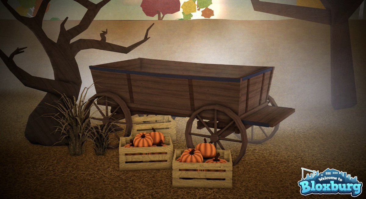 Bloxburg_Intel's tweet photo. Bloxburg has officially teased the upcoming Fall update! 🍂👀

In the teaser, you can see a new wagon and pumpkins in a crate. The update is set to release next week on Thursday 9/24 at 5AM PST! https://t.co/xzHTXlGGpw