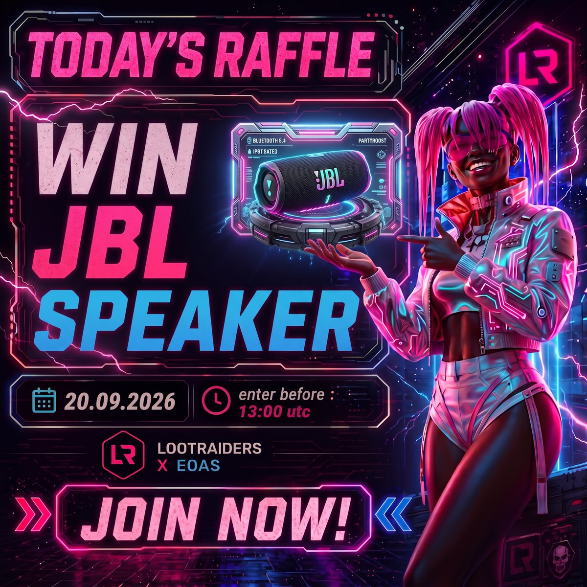 LootraidersEOAS's tweet photo. 💰 JBL speaker — TODAY'S DRAW.
⏰ Enter before 13:00 UTC.

🥈 Silver ticket holders, this one's yours.