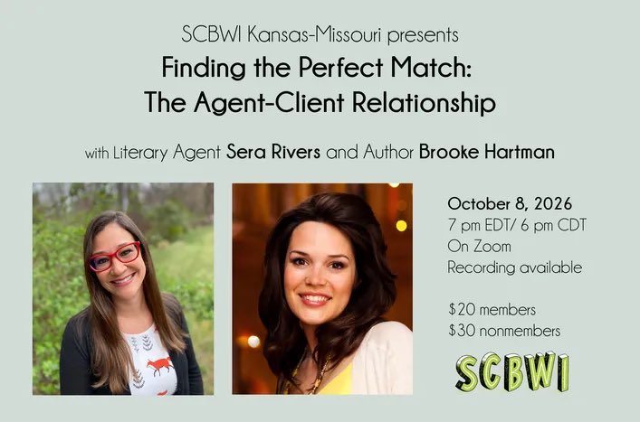 MNZOODDS's tweet photo. SCBWI Kansas Missouri: Finding the Perfect Match - The Agent/Client Relationship
October 8, 2026: " Finding the right agent is much like dating. You must first ask questions about yourself and what you’re looking for in an agent. What makes a successful match? In this workshop, literary agent Sera Rivers and bestselling, award-winning author Brooke Hartman will discuss key components that create a successful client-agent relationship and share tips on finding the right agent for you. This workshop will be interactive; participants should come prepared with questions. A limited number of manuscript critiques are available for purchase. https://t.co/SA25pjjyqY