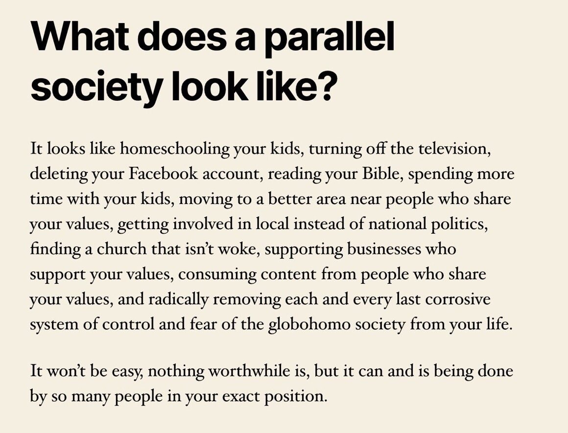 StonehyllBirche's tweet photo. Across Western civilization, the corrective solution to the societal subversion and decline may be a two-prong solution:

• Near-term: Build pro-White parallel societies &amp; structures.

• Long-term: Take it all back—Pro-Whites reclaim all public &amp; private leadership roles again. https://t.co/jjYNeYiaQb