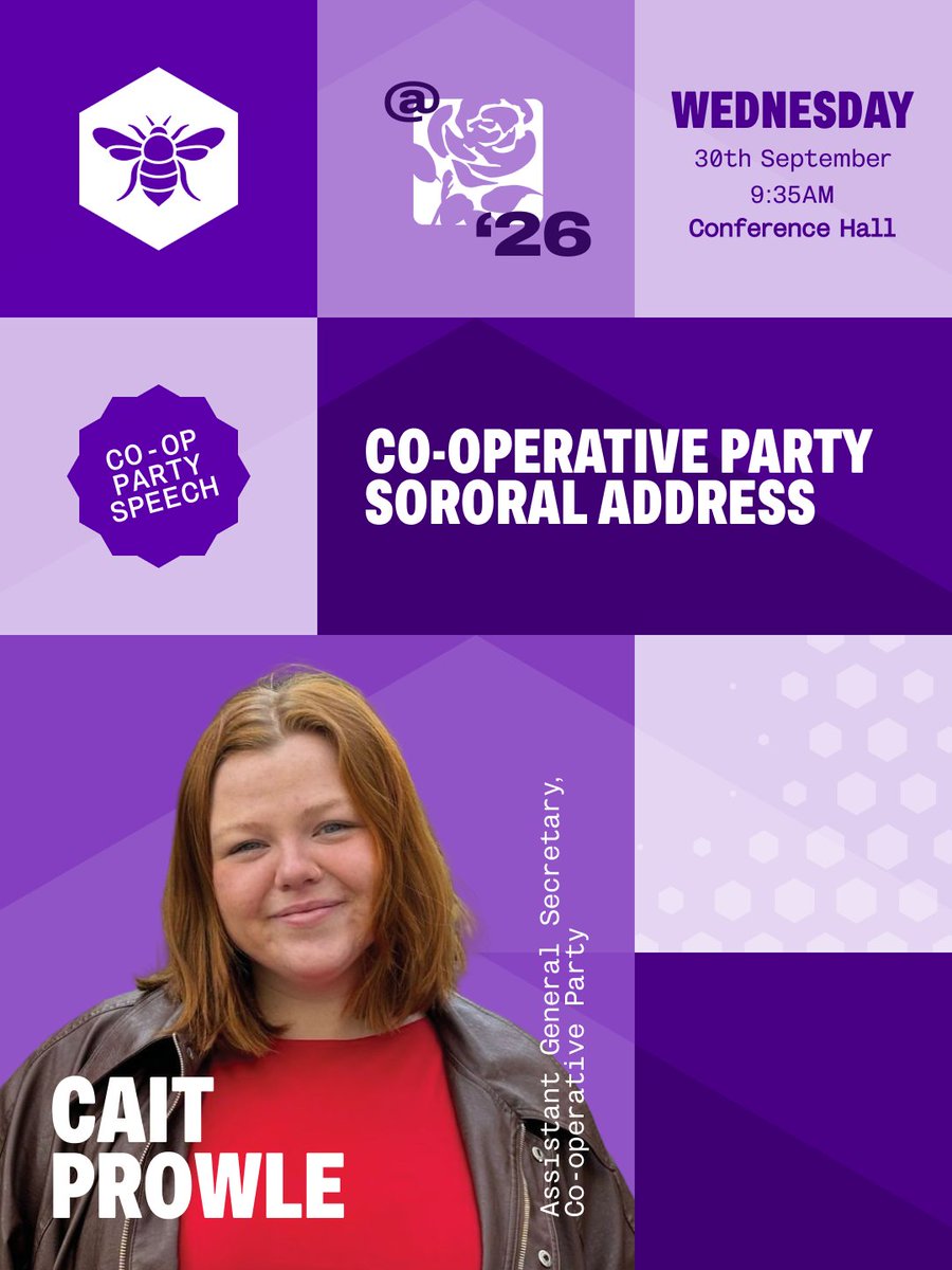CoopParty's tweet photo. On the final morning of Labour Conference, the Co-operative Party's address to delegates is delivered by our Assistant General Secretary @CaitProwle.

Wed 30 Sept, 9:35am, Conference Hall

https://t.co/vcUA3MvaBt https://t.co/3FCsLGkbZC