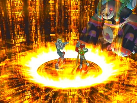 GO_Guiltism's tweet photo. ロックマンX8は、X7で割と息止まり感を感じていた当時の状況（コマンドミッションは国外だと情報は出ていた）を打破すべく、結構真正面からカルチャーとしてのロックマンXに挑んだ作品だと思っています。

エックス、ゼロ、アクセルという3人を均等に扱って、どのキャラクターにも長所をもたせつつ、基本性能は極力同一にして、オペレーターやシグナスなど、世界観のフレーバーも大事にして、ストーリーも新章に突入と、かなり意欲的な作品ではあるんですよね。

（PC版もあってそちらでも遊べるのがよかった）

反面、それはロックマンXを題材にしたキャラゲーに近くはなっていて、『ロックマンX的な』ゲームでもあると思っています。（私はキャラゲーが好きなのと、当時の水準だと十分遊べるゲームだったとも記憶しています）

これは、世界観や設定、キャラ人気など総合値をまとめていくと、取捨選択が必要になって、どれか一個を尖らせるのが難しい状況だったからだと思われます。全部いいとこ取りしようとした結果なのだとも。

とはいえ、吉川達哉さんのアートワーク、小宮山さん達による楽曲、Janne Da Arcによる主題歌、当時の3Dによる2DACTとしてはかなりハイクオリティなモデリングと、エンタメの総合値での魅力はありますね。

北林Pさんや吉川さんとお話した時もとても気に入られているタイトルだということも伝わってきました。そういう部分も含めて私は好きなタイトルです。

ただ、同時にここからロックマンXの過去に遡っていくには中々厳しいタイトルだとも。人に勧められるか結構難しい。プレイヤー経験値はもちろん、世界観設定も既存のナンバリングとは齟齬があります。

これは後にIHXが出るのでわかりますが、X8は恐らくIHX時空のシリーズの8番目のような立ち位置なんです。北林Pさんはコマンドミッションからエックスの主人公像や世界観、設定を整理したかったと伺っていたので、この3つの作品は思想的に通底しているとみて間違いないと思われます。

当時のハードでロックマンXを『仕切りなおす』『問いなおす』『作りなおす』とアプローチを限界まで仕掛けていたわけですね。