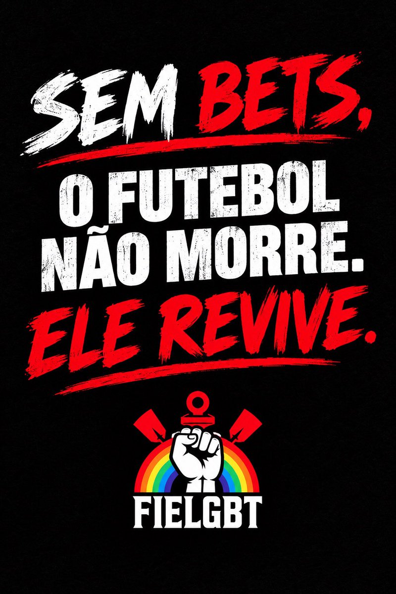 fielgbt's tweet photo. BET NÃO É FUTEBOL.
BET É DINHEIRO PARA O FUTEBOL.
E DINHEIRO PODE SER SUBSTITUÍDO.

O FUTEBOL SEM BETS NÃO MORRE.
ELE REVIVE. https://t.co/rpJ9sg2gMq