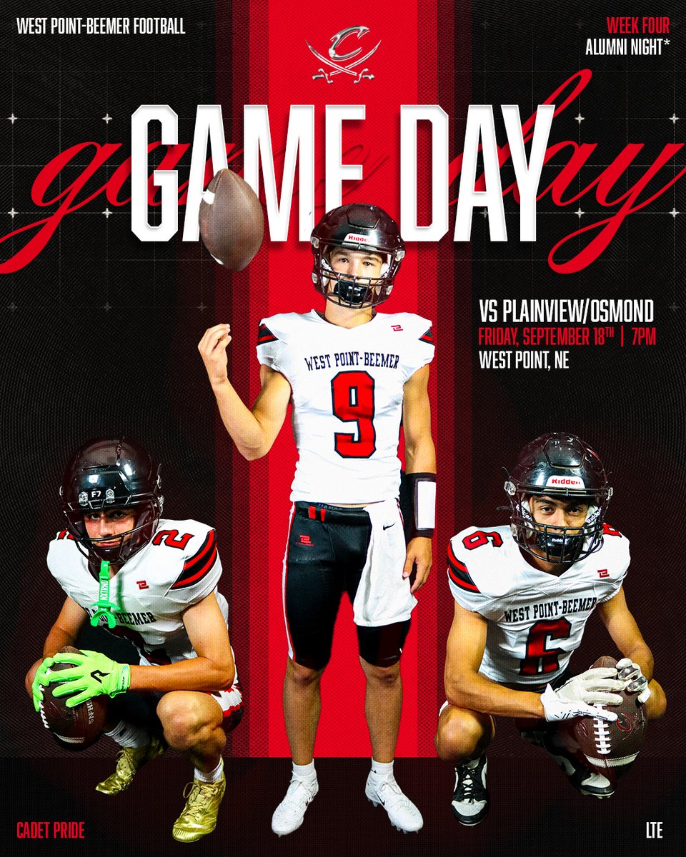 WPBFootball's tweet photo. GAME DAY!
Week 4 - Alumni Night
🆚Plainview-Osmond Pirates
🗓️Today, Sept. 18th
📍West Point, NE
🕖7:00pm CST
📷Stream: https://t.co/nppLsZhWH6
#LTE #BeTheBrick #5for1 https://t.co/EBe2sZXxtu