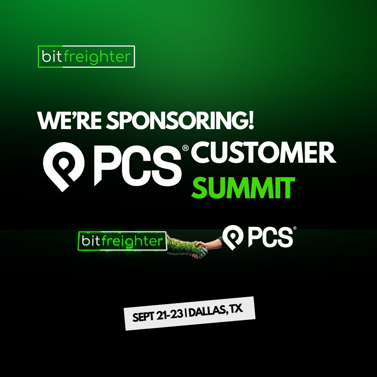 bitfreighter's tweet photo. We're excited to be sponsoring the PCS Customer Summit next week in Dallas, TX!

Golf, freight, and good weather! What more could we want.

#PCSCustomerSummit #freight #brokers #freightbrokers #EDI #API #quoting #spotquoting https://t.co/iNgD4GklQY