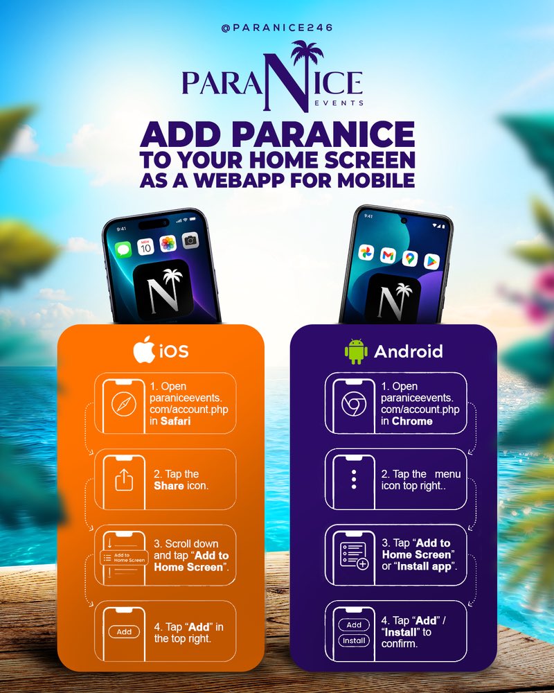 Paranice246's tweet photo. Paranice, right at your fingertips. 📲🌴 Add us to your home screen and make staying in the know that much easier.

#ParaniceEvents #Paranice #ParaniceColors #Paranice10 https://t.co/RzNnmIkQDm