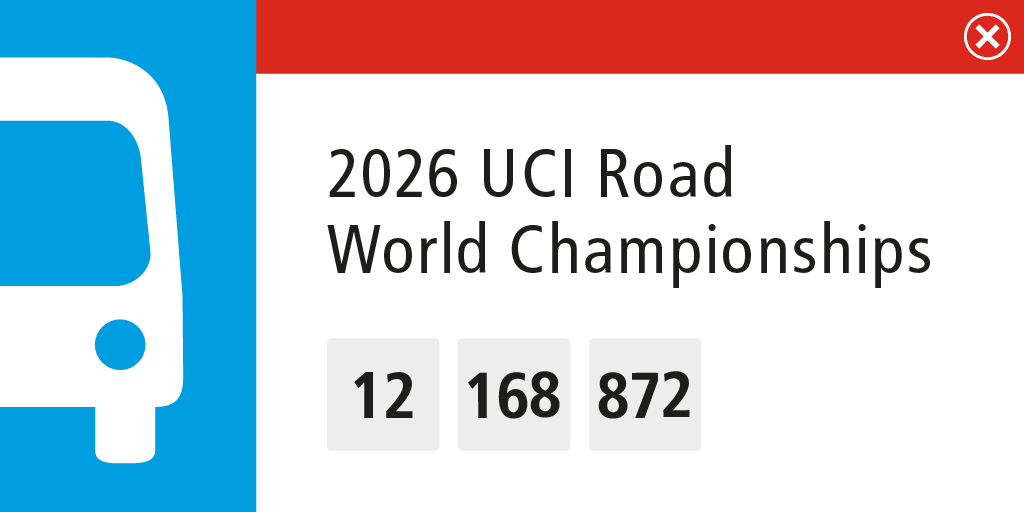 stm_Bus's tweet photo. [Bus service status] 🚌⚠️ 2026 UCI Road World Championships

📅 September 19 to 21
🕔 5:30 a.m. to 6:30 p.m.
⛔ No service on lines 12, 168 and 872
✅ Improved service on lines 172 and 176

More info ➡️ https://t.co/536s8WezXS https://t.co/Ty1XF8rNo4