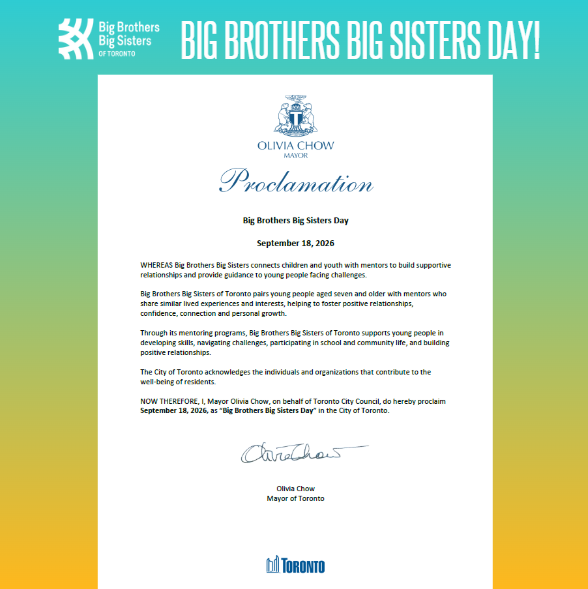 BBBSToronto's tweet photo. 🎉 Today is Big Brothers Big Sisters Day!

Thank you to our incredible mentors, Littles, parents, guardians, donors &amp; supporters for making mentorship possible and helping young people thrive.

Visit https://t.co/exisqyRcEl to find out how you help make a BIG difference! https://t.co/LXEyGP8Y4i