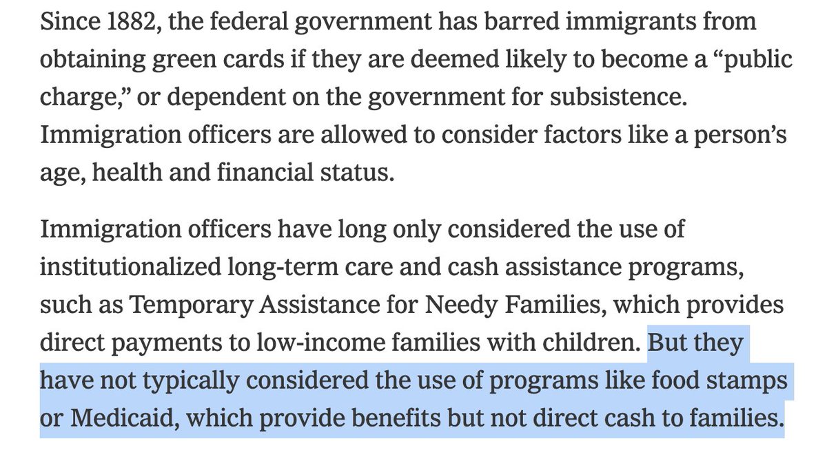 eScarry's tweet photo. So our government, in determining whether foreigners might want welfare here, chose to ignore food stamps and Medicaid enrollment. Two of the BIGGEST WELFARE PROGRAMS IN THIS COUNTRY. https://t.co/5Ra8tAqA6I