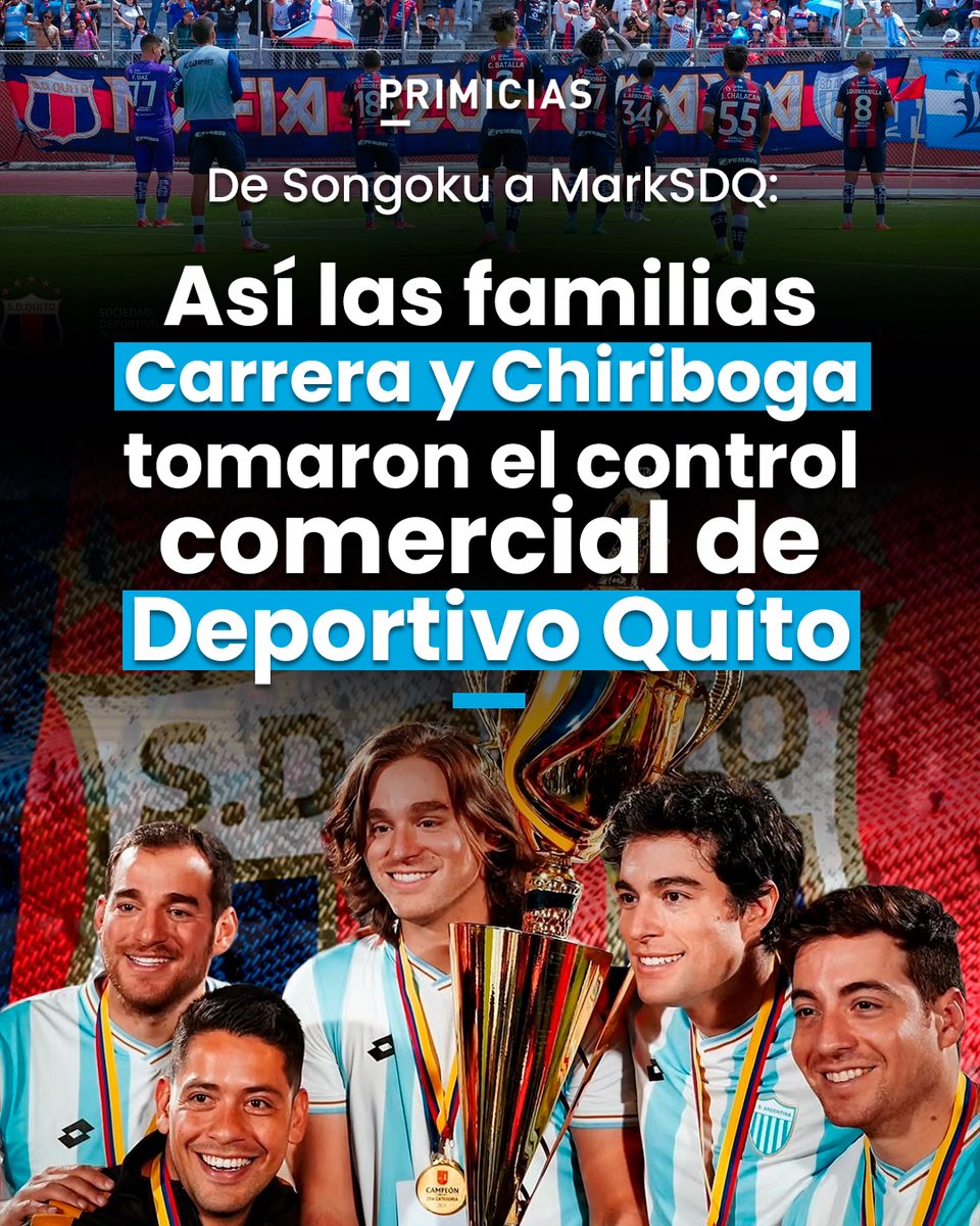Primicias's tweet photo. Mientras Deportivo Quito arrastra un déficit millonario y no ha pagado sus deudas en un juicio civil, sus ingresos por taquillas y marcas se canalizan a través de Marketing SDQ, controlada por las firmas Songoku (familia Carrera) y HUB (del hijo de Luis Chiriboga). https://t.co/sX39rBmMNh