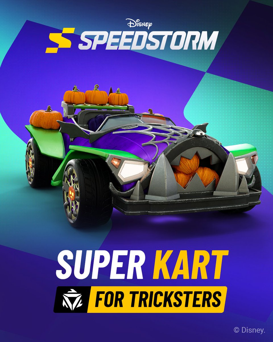 SpeedstormGame's tweet photo. Two brand-new Super Karts are coming to #DisneySpeedstorm in Season 22! 🎃🍄 Power up your Tricksters and Defenders with increased speed and new skills 🏎️ https://t.co/eKML3oqFvc