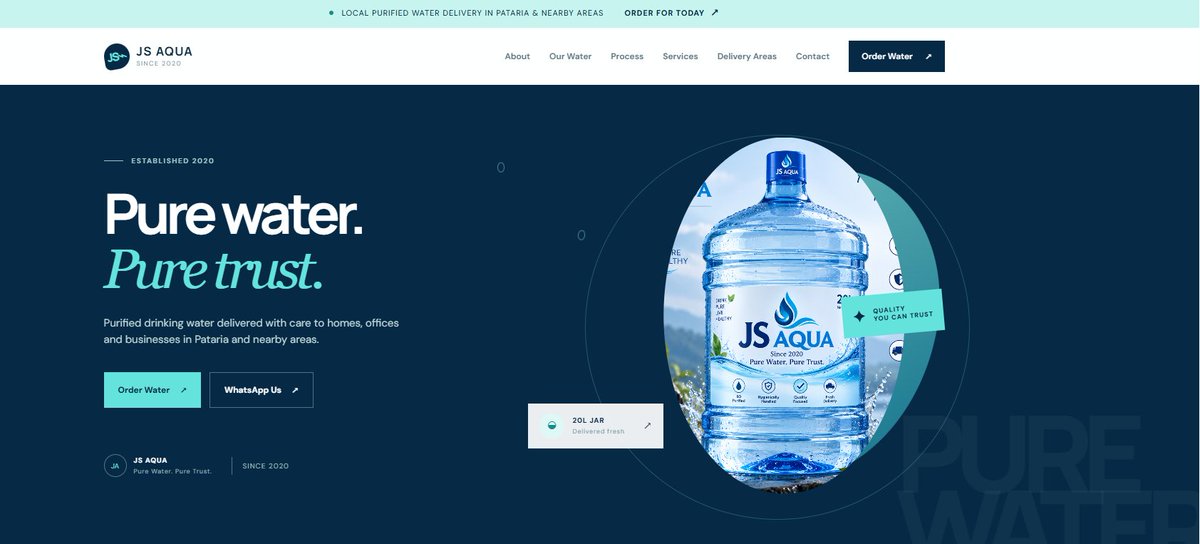 aashuyadavvv's tweet photo. 🚀 Built &amp; deployed JS AQUA 💧

A premium website for a real local drinking-water business in Pataria, UP.

📲 WhatsApp Ordering
📱 Responsive UI
⚡ Modern UX

Tech: HTML • CSS • JS • React • Tailwind •
Vercel
🔗 https://t.co/TrJ8ViwVU7

#WebDevelopment #ReactJS #JavaScript https://t.co/QwkZPyRrHJ