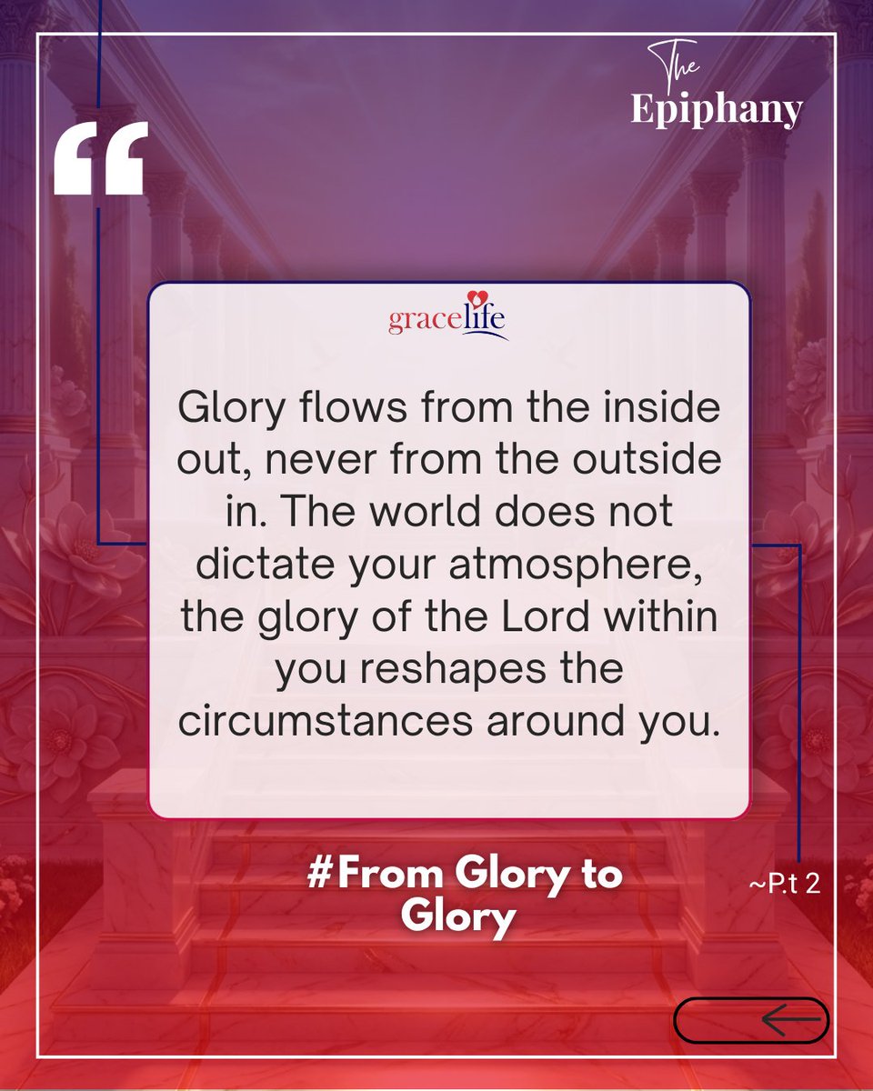 gracelifengr's tweet photo. Glory flows from the inside out.

The closer you stay to God’s Word, the more it transforms the way you think, speak, and live.

Join us at The Epiphany every Sunday at 5:15 PM (WAT) on YouTube @gracelifengr.

#GraceLifeChurch #Epiphany #FromTheInsideOut https://t.co/qaSdYdkU4f