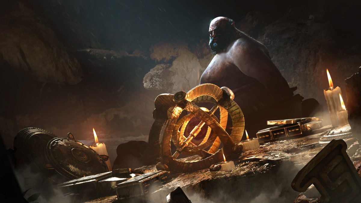 UESP_net's tweet photo. Pictured: Yagrum Bagarn contemplating the things in his workshop, as seen in TES Legends. https://t.co/yPWdqBbQNl