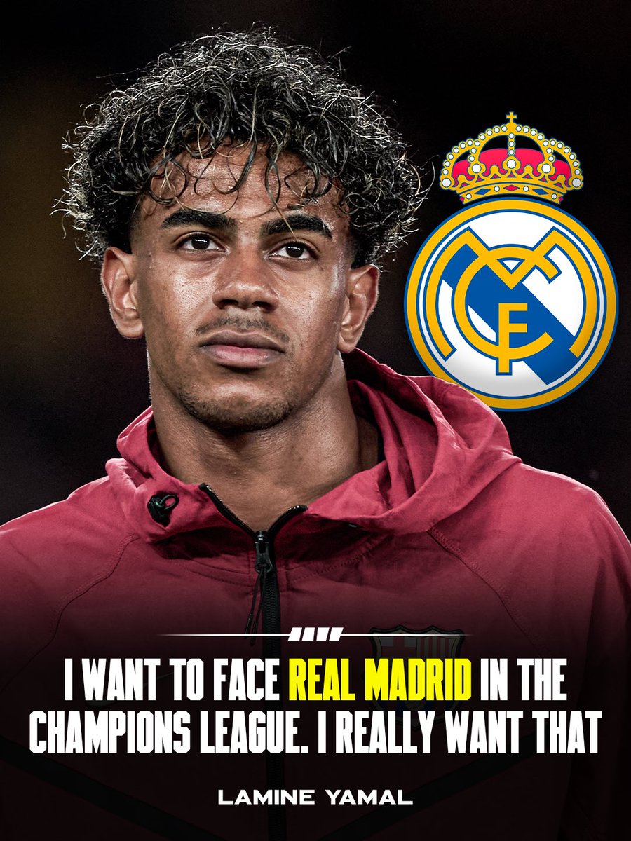 FabrizioRomano's tweet photo. 🚨⚔️ Lamine Yamal: “I want to face Real Madrid in El Clásico. I’d really love that”.

“If you come from of La Masia, you know El Clásico feels like a battle”, told Movistar. https://t.co/NYyvzmXAue