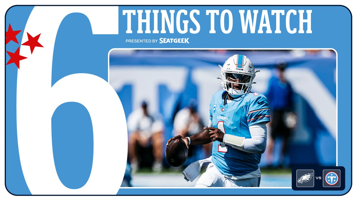 Titans's tweet photo. Six Things to Watch for the Titans in Sunday's Game vs the Eagles presented by @SeatGeek