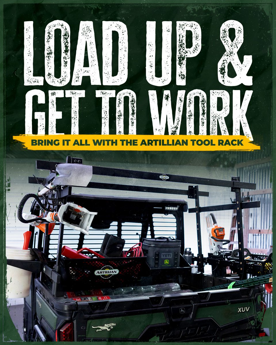 ArtillianLLC's tweet photo. #Fallcleanup: when every #tool you own suddenly needs a ride ๐
Keep #rakes and #saws organized with the Artillian rack.
Load up and get to work:
๐ https://t.co/0PW5JJip7w
#Artillian #UTV #ToolStorage #ToolRack https://t.co/zFQBRrAAN7