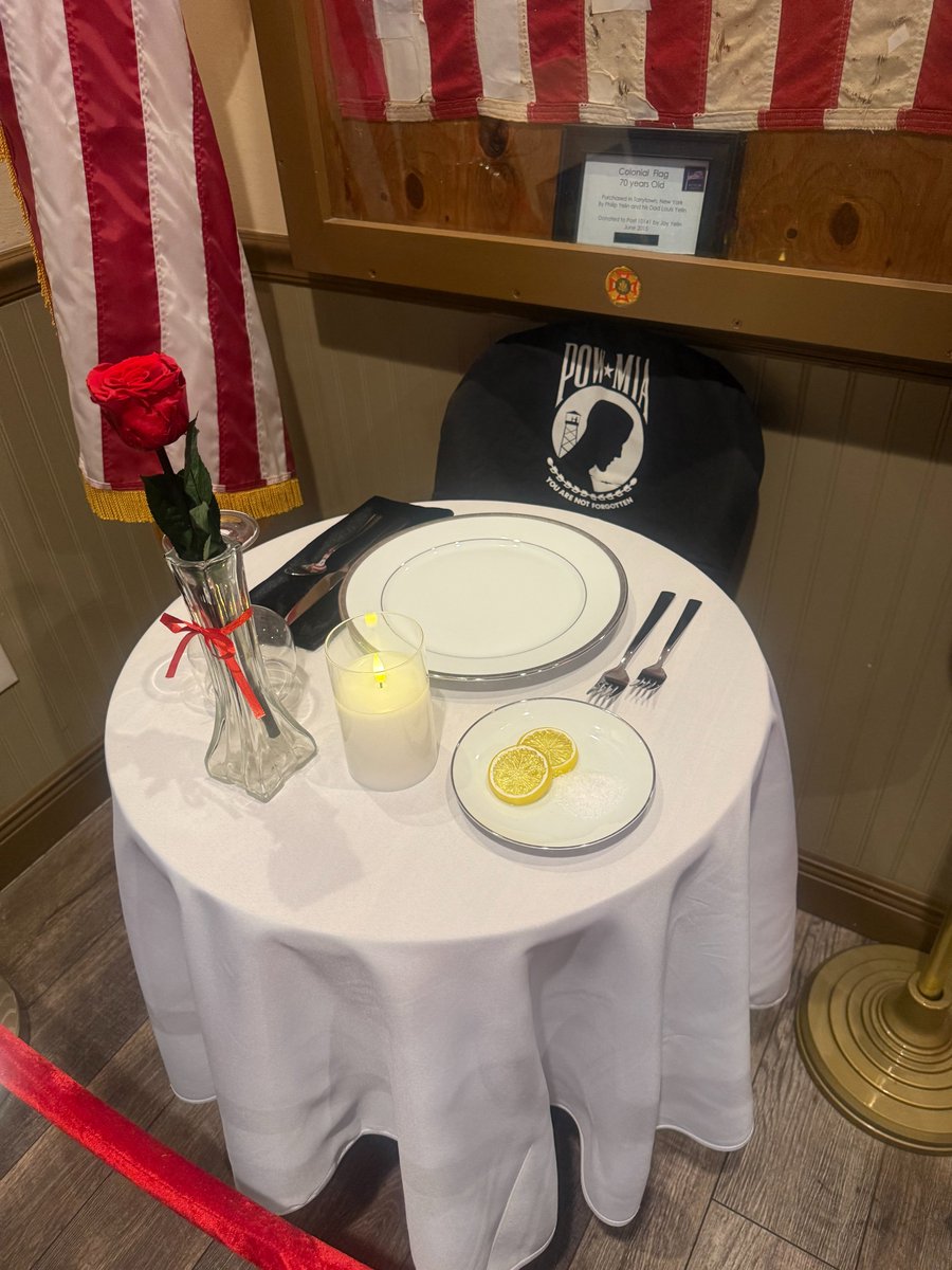 IanBrooksMiller's tweet photo. Today is National POW/MIA Recognition Day.

The empty chair. The single place setting. The flag that flies just below our own. These aren't symbols we display out of habit — they're a promise.

Today we remember the prisoners of war who endured captivity, and the more than 80,000 Americans still missing from our nation's conflicts. And we remember their families — the parents, spouses, and children who have waited, some for a lifetime, for an answer that may never come. They serve too, in a quiet and painful way most of us will never know.

Freedom is never free. Until every one of the missing is accounted for, we keep the promise.

You are not forgotten.