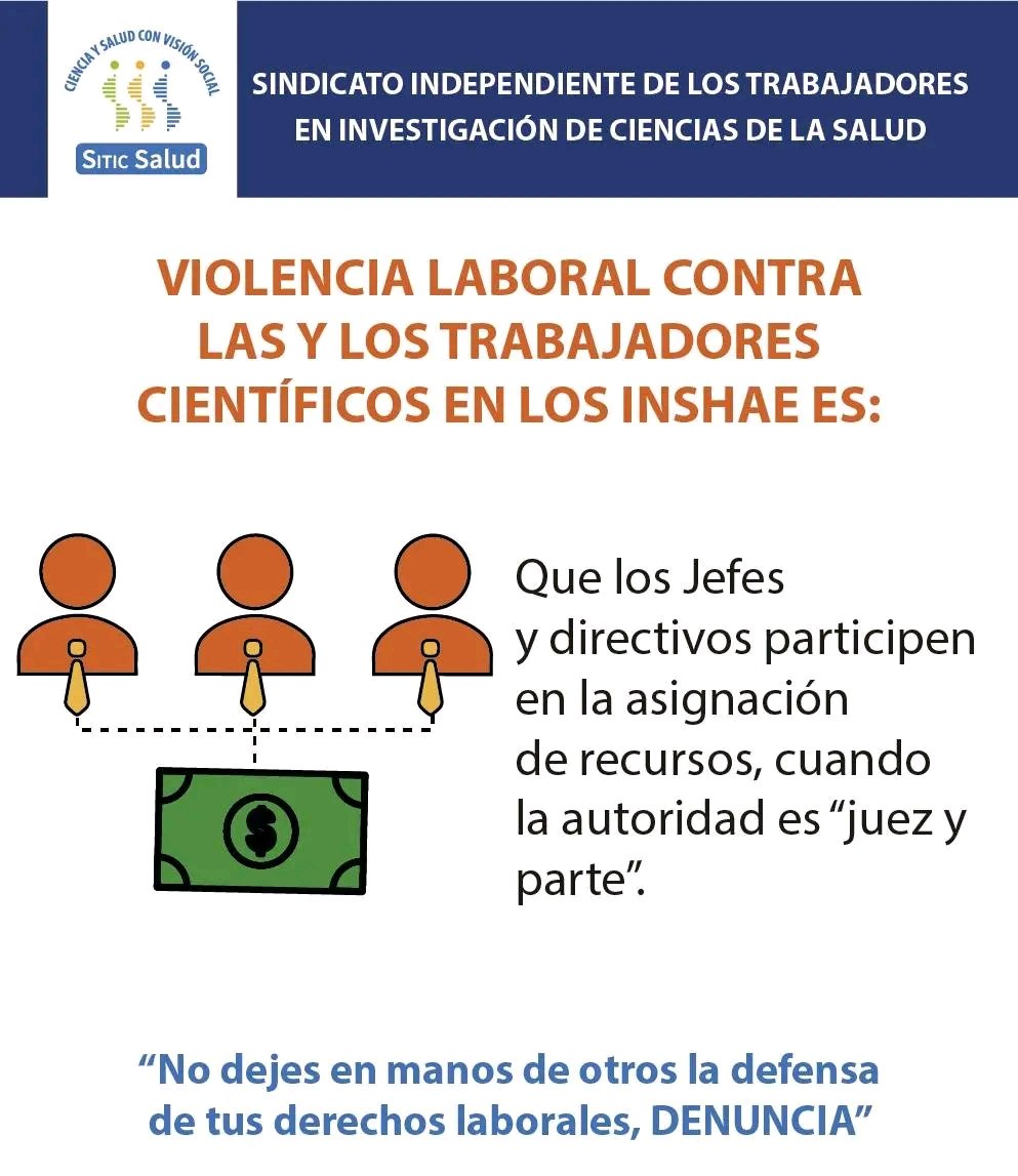 SaludSitic's tweet photo. 📢#Violencia laboral contra los #trabajadores científicos #INSHAE es:
Que los Jefes y directivos participen en la asignación de recursos, cuando la autoridad es “juez y parte”. 🚩🚩🚩🚩🚩 https://t.co/uW8WqB0Err