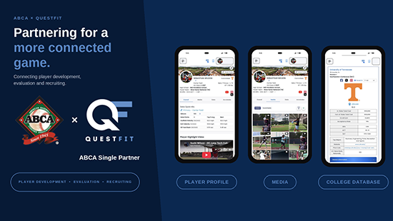 ABCA1945's tweet photo. 🤝 NEW ABCA PARTNER

The ABCA is excited to welcome QuestFit as a new Single Partner! 

@QFitBaseball is a baseball technology platform designed to connect player development, evaluation and recruiting — bringing performance data, video, development history and player information together in one place.

As part of the partnership, QuestFit will connect with coaches throughout the year and host an Expo Theater presentation at the 2027 ABCA Convention in Chicago.

🔗 Learn more: https://t.co/WEcegdSfoM