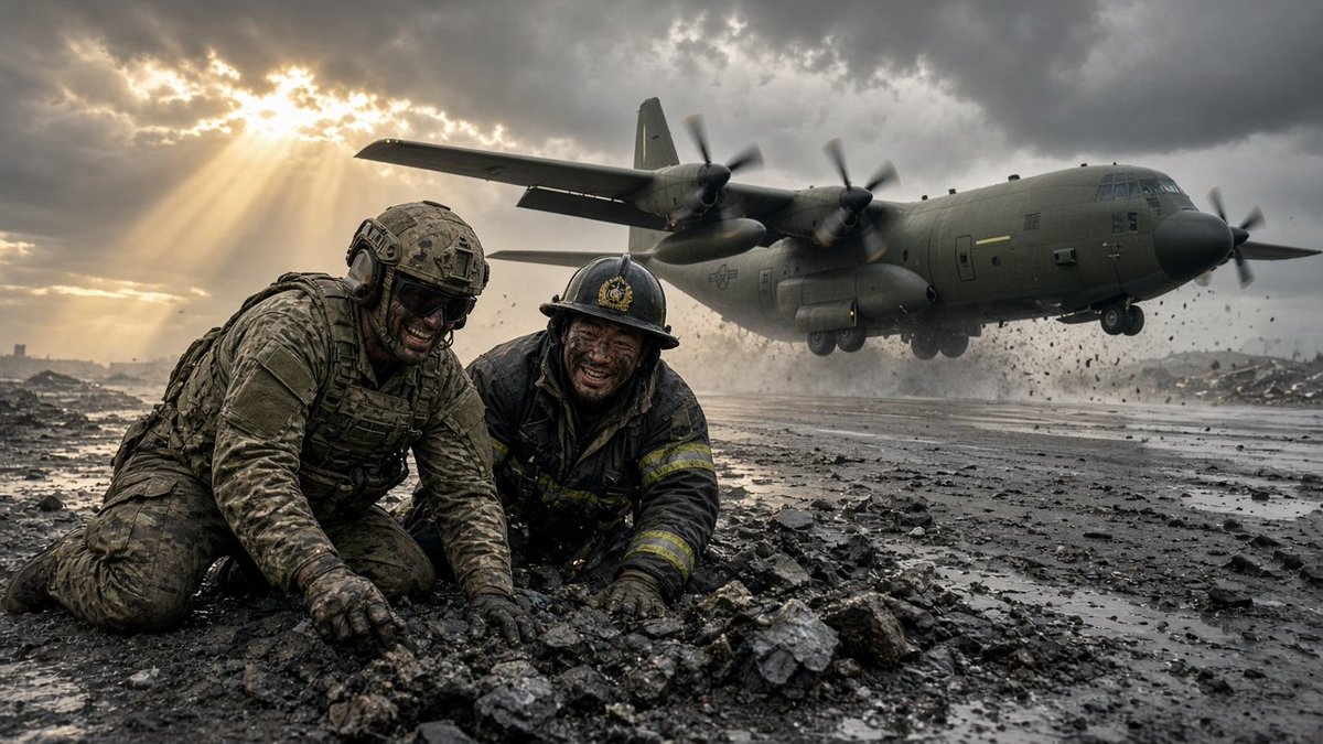 japan_nobunaga's tweet photo. Sendai Airport, March 2011.
Swallowed by a black tsunami.
300,000 cubic meters of mud, crushed cars, and shattered airplanes.
The runway was buried two feet deep.

Aviation experts gave their verdict: "It will take at least six months to reopen."

Then the US Air Force 320th Special Tactics Squadron arrived.

These aren't airport janitors.
These are Combat Controllers (CCT).
The deadliest, most elite special forces in the military, trained to parachute behind enemy lines and seize runways under sniper fire.

They carried no weapons this time.
They carried shovels.

They dropped from helicopters into the wasteland.
They slept on the frozen floor of a ruined terminal in sub-zero cold.
No complaints. No cameras. No rest.
They shoveled black, freezing mud shoulder-to-shoulder with Japanese workers for 72 straight hours.

Day three: The impossible happened.
The mud was gone.

A massive US Air Force C-130 Hercules dove out of the clouds and touched down on the runway with a roar.
Tires smoking. Cargo bay doors swinging open with tons of food, water, and medicine.

Six months?
They did it in THREE DAYS.

Sendai wept.
America showed up. 🇺🇸❤️🇯🇵