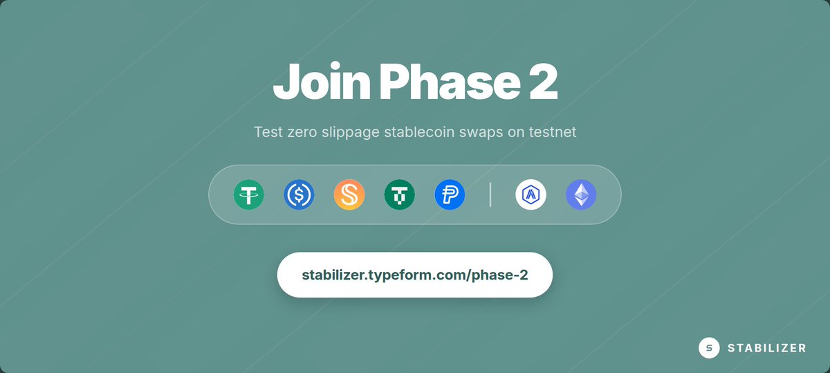 StabilizerFi's tweet photo. Apply to join Phase 2

Test zero slippage stablecoin swaps.

Start here 👇 
https://t.co/85NtXkQPR9 https://t.co/vF2hdmhbJc