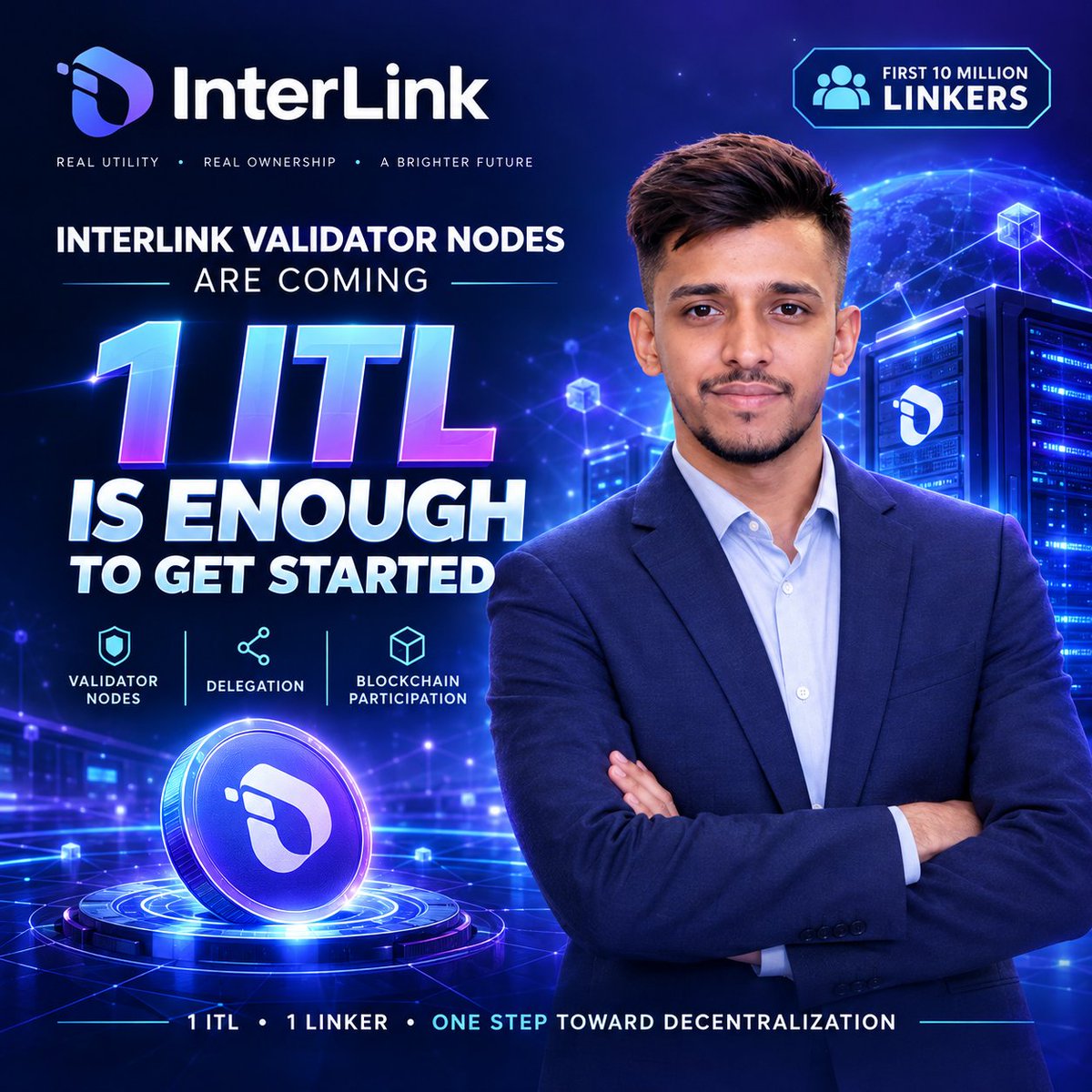ArifAhmedITL's tweet photo. 🔥 INTERLINK VALIDATOR NODES ARE COMING — AND 1 ITL IS ALL YOU NEED TO GET STARTED!

Think about it for a moment.

1 ITL. That’s it.
Not 0.1 ITL.
Not 10 ITL.
Just 1 ITL as the minimum amount required to participate and delegate to a Validator Node when the InterLink Blockchain launches.

And now you can understand why the 10M ITL Program distributed exactly 1 ITL to eligible Linkers. 👀
This wasn't a random number.

🌍 WHY 1 ITL?

InterLink's vision is bigger than simply creating another digital asset.

The goal is to make digital ownership and blockchain participation accessible to everyone — regardless of background, nationality, gender, age, or social status.

Millions of Linkers received 1 ITL, including people who may have never owned or interacted with a digital asset before.

That 1 ITL can represent a first step into blockchain participation.

⛏️ FROM MOBILE MINING → BLOCKCHAIN PARTICIPATION

With the transition to the Open Mainnet, mobile mining through the InterLink app is expected to come to an end.

The next phase moves toward actual blockchain participation through:

🔹 Validator Nodes
🔹 Delegation
🔹 Network participation
🔹 Decentralized infrastructure

And the minimum requirement to participate and delegate is designed to be just 1 ITL.

That means the ITL you received isn't simply something to look at in your wallet.

It can become your entry point into the InterLink Blockchain ecosystem.

🔐 1 ITL CAN HAVE A PURPOSE BEYOND ITS NUMBER
By holding and participating with ITL, Linkers can become part of the network's decentralized infrastructure and potentially access ecosystem benefits associated with future blockchain participation.

This is also why the 1 ITL distribution to the first 10 million Linkers is meaningful from a network-access perspective.

InterLink is trying to build an ecosystem where participation isn't limited only to people with large amounts of capital.

💎 SCARCITY + UTILITY + ACCESSIBILITY

Every design decision in a blockchain ecosystem has consequences.

InterLink's approach is centered around balancing:

Accessibility → Utility → Scarcity → Decentralization

The idea is simple:

Give millions of people an opportunity to own a piece of the ecosystem, while maintaining a meaningful role for ITL within the network.

So if you're one of the First 10 Million Linkers, don't casually forget about your 1 ITL. 👀

Hold it.
Understand it.
Use it when the ecosystem opens up.
And most importantly, understand why you received it.

And who knows… maybe someday people will talk about 1 ITL like they talk about 1 BTC? 😄

Just kidding!

We're not making a price prediction. The real point is about the potential significance of having a simple, accessible unit of participation in a decentralized network.

❤️ TO THE FIRST 10 MILLION LINKERS

1 ITL is more than just a number.

It represents an invitation to participate.
1 ITL.
1 Linker.
1 Blockchain.

One step toward a more inclusive decentralized future. 🌍🔗

🔥 Don't lose your 1 ITL. Your blockchain journey may just be beginning.

@kv_interlink @reina_itl @miratang16 @inter_link @itl_fdn 

#Interlink #ITLG #ITL