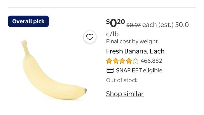AnAverageGamerX's tweet photo. Wario64 forced a banana shortage at Walmart https://t.co/oUlfklDOSL
