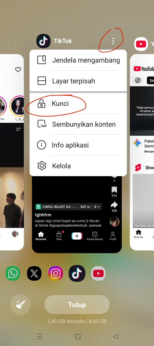 wartiwarno's tweet photo. @cowosukamatcha Pernah, kalo di android aku sih solusinya di Recent Apps nya di kunci. Buka Recent Apps - pilih titik tiga - pilih kunci. Kalo di ip kurang tau ya https://t.co/zQECMswyfk