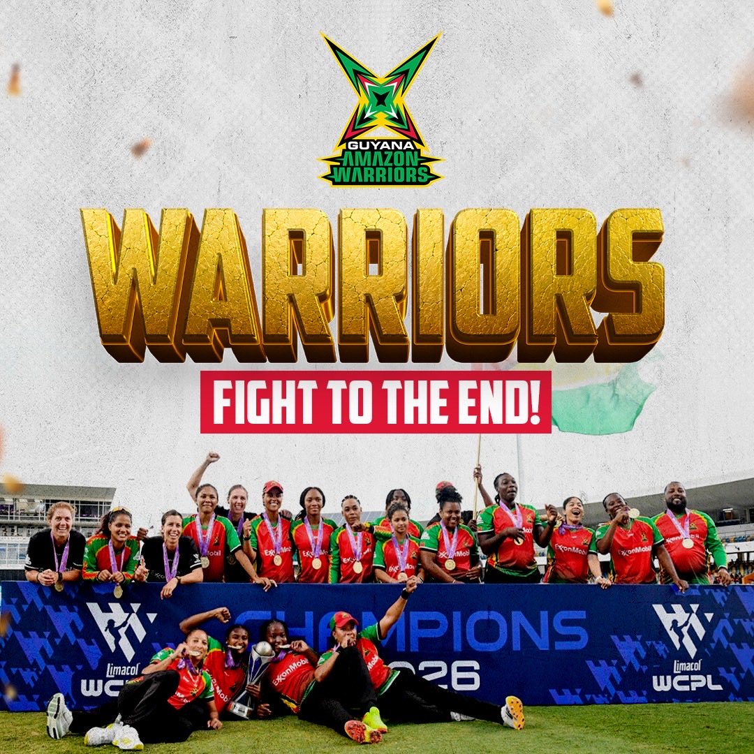 amznwarriors's tweet photo. Read it! Believe it! Limacol WCPL Champs! π
#GuyanaAmazonWarriors #WCPL26 #WCPL26Final https://t.co/4ZjNFoQsTG